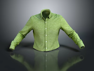 Green Long Sleeve Knitted Shirt For Daily Use With Soft Fabric And Casual Style 3d model