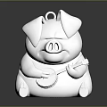 White pig figurine sitting and holding a small banjo on dark background
