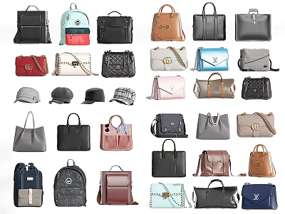 Various Style Fashionable Bags with Different Colors and Trendy Designs Collection 3d model