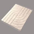 Modern Square Rug with Wavy Curved Lines Design Beige Gray Soft Textured for Living Room