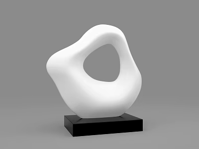 Modern Abstract White Sculpture Carving On Black Base With Smooth Curves 3d model