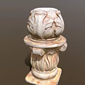 Classical Carved Column With Ornate Top Sculpture And Floral Base Design