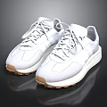 White Casual Sneakers With Laces And Brown Sole For Daily Wear