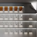 Downlights and Spotlights Illuminating Modern Display Space with Sleek Shelves and Panels
