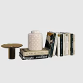 Elegant Decorative Ornament Set With Books Tray And Patterned Jar For Home Decor