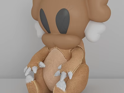 Cartoon Style Brown Decorative Ornament Set With Large Eyes And White Claws 3d model