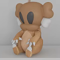 Cartoon Style Brown Decorative Ornament Set With Large Eyes And White Claws