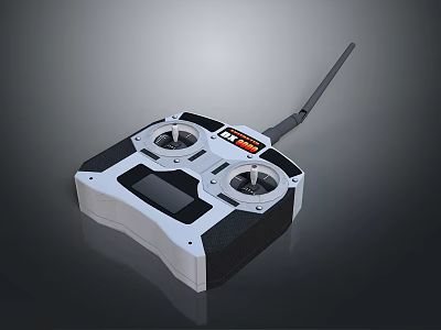Computer Remote Control With Wireless Antenna And Digital Display In White Black Design 3d model