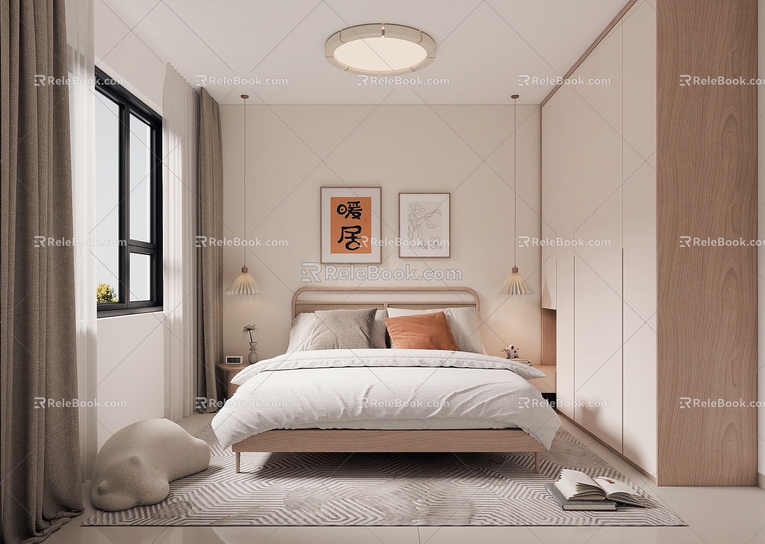 Nordic Bedroom Room 3d model