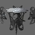 Black Butterfly Shaped Table and Chair Set With Hollow Out Design Flower Tabletop