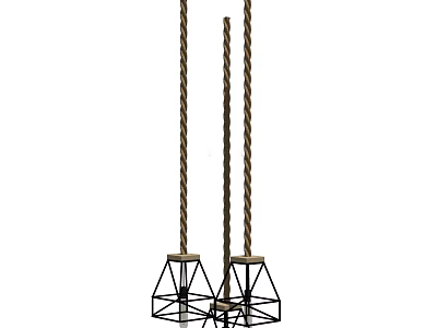Modern Rope Hanging Chandelier With Geometric Metal Frame For Interior Decor 3d model