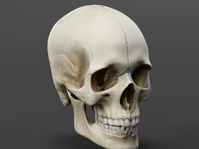 Man Human Skull 3D Model Showing Anatomical Bone Structure Details 3d model