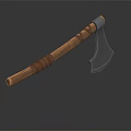 Traditional Handcrafted Axe With Wooden Handle And Polished Metal Blade