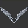 Wing Shaped Decorative Ornament with Blue Gray Skeletal Mechanical Structure for Stylish Home Interior