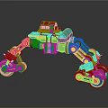 Advanced Space Exploration Robotic Rover with Multi Legged Design and Orange Accents 3d model