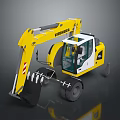 Liebherr Yellow Heavy Duty Wheel Excavator With Functional Cab And Front Bucket