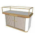 Elegant Modern Display Cabinet Shelf With Glass Showcase Golden Frame And Lighting
