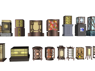 Various Stylish Outdoor Lights With Different Traditional And Modern Designs For Outdoor Decoration 3d model