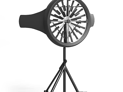 Black Air Cooler Fan With Sleek Tripod Stand And Circular Cooling Blades 3d model