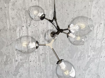 Modern Glass Globe Chandelier With Metal Frame For Interior Lighting Design 3d model