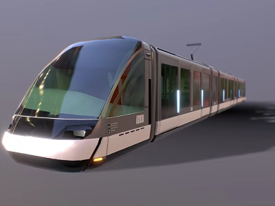 Futuristic High Speed Train With Streamlined Front Large Windows And LED Lights 3d model