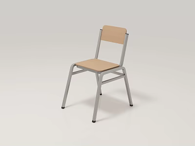 Simple Modern Leisure Chair With Wooden Seat Backrest And Metal Frame 3d model