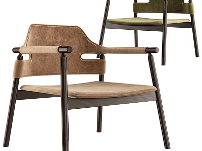 Modern Accent Chairs in Different Colors with Upholstered Seats Armrests and Wooden Legs 3d model