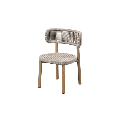 Modern Woven Back Dining Chair With Wooden Legs And Comfortable Seat Design 3d model