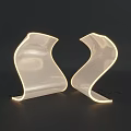 Pair of Modern Curved Mesh Design Table Lamps With Soft Ambient Light