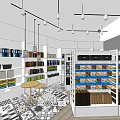Well Organized Specialty Store Interior With Shelves Various Products And Decorative Floor Pattern