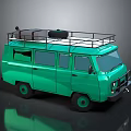minibus minivan driverless bus school bus van box car 3d model