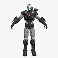Futuristic Battle Robot Character With Silver Black Armor Red Core And Mechanical Exoskeleton 3d model
