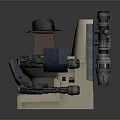 Mechanical Toilet Robot Structure Featuring Black Hat Clock Mechanical Arms And Lights