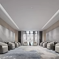 Modern Elegant Hotel Public Lounge Area Interior With Comfortable Sofas Stylish Chandeliers And Large Windows