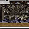 Elegant Banquet Hall Interior With Ornate Ceiling Dining Tables And White Tablecloths