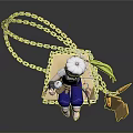 Cartoon Character Sitting On Box Wearing White Hat Holding Dessert With Chain And Key