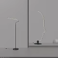 Modern Minimalist Curved Arm Linear Light and Face Contour Floor Lamp
