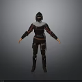 Fantasy Warrior Armor Outfit With Leather Red Accents Helmet Gloves And Boots