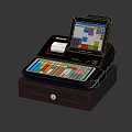 Modern Black Cash Desk Furniture With Digital Screen Keyboard And Drawer Storage