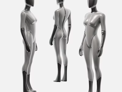 Industrial Full Body Silver Mannequins As Display Equipment With Multiple Angles 3d model