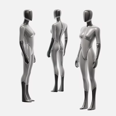 Industrial Full Body Silver Mannequins As Display Equipment With Multiple Angles 3d model