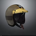 Vintage Motorcycle Helmet Featuring Gold Brown Shell And Black Inner Lining