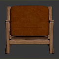 Orange Leather Bar Chair With Wooden Frame And Armrest In Modern Style