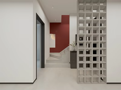 Modern Minimalist Public Office Space With Open Layout Partition And Green Plants 3d model