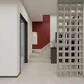 Modern Minimalist Public Office Space With Open Layout Partition And Green Plants