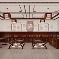 Traditional Chinese Medicine Exhibition Hall Interior With Wooden Cabinets And Meridians Figure