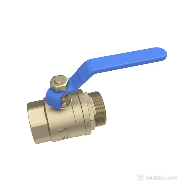Brass Ball Valve With Blue Handle And Threaded Connection For Industrial Use 3d model 