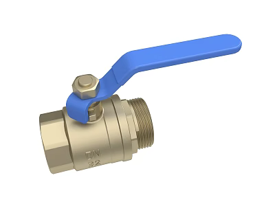 Brass Ball Valve With Blue Handle And Threaded Connection For Industrial Use 3d model