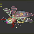 Mechanical Insect Robot With Transparent Wings Metallic Golden Body And Spring Legs