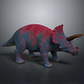 Realistic Triceratops 3D Model With Red Blue Coloration Horns And Frill